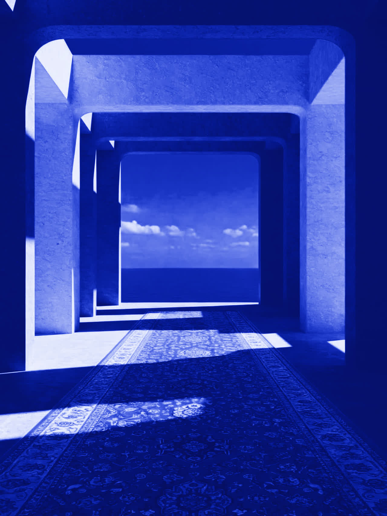 Arched colonnade to the sea, duotone
